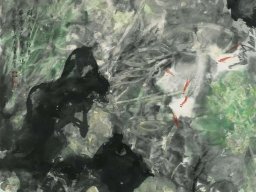 S019 夏雨墨---群魚水中玩 138x69cm 水墨 2007